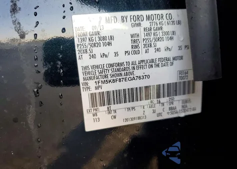 2014 Ford Explorer Limited from USA, damaged, VIN 1FM5K8F87EGA76370
